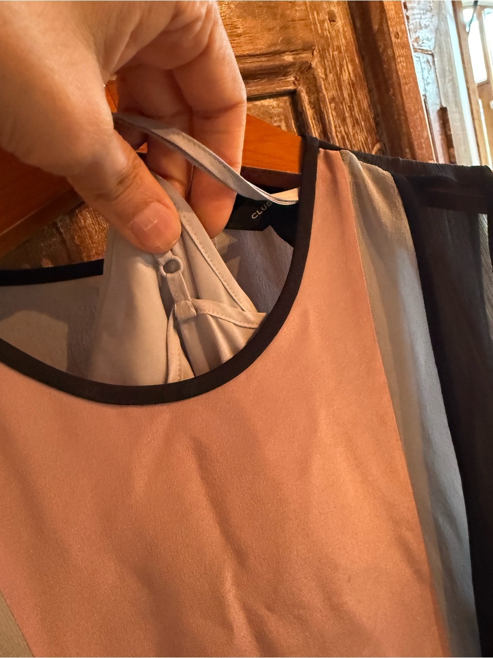 Club Monaco a-line Sleeveless Colorblock Midi Dress in Pink and Black size 4 - Picture 6 of 9